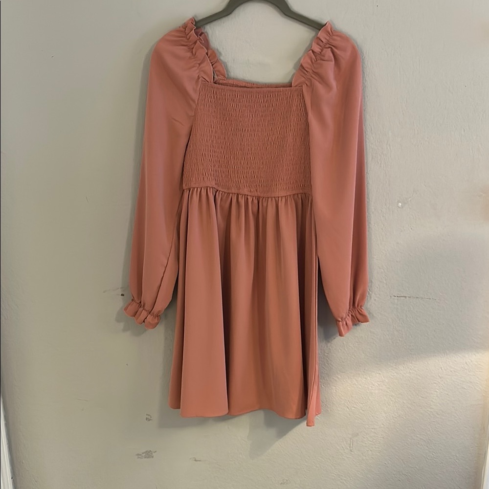 Summer long sleeve ruffle mini dress